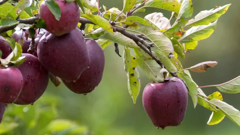 Apfelbaum gepflanzt, rote Äpfel am Baum
